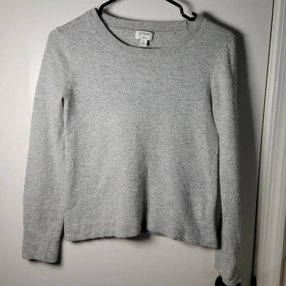 J Crew Gray Teddie Sweater Cotton-Wool Blend Long Sleeve Sweater Size Small - Picture 1 of 8
